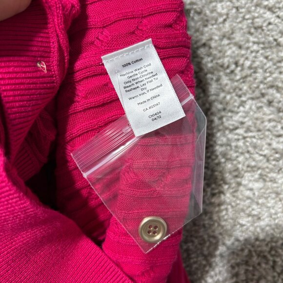 NWT Talbots Womens M Cable Knit Casual Cardigan Sweater Pink Button Front - Picture 4 of 10